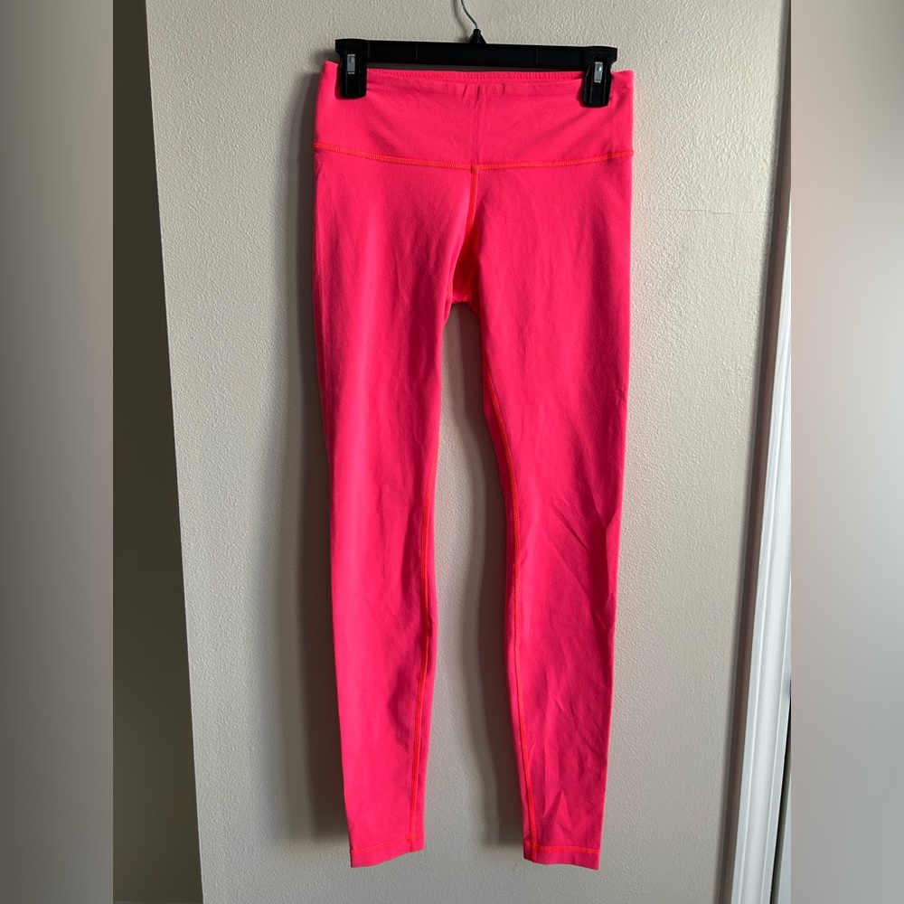 Lululemon Wunder Under Pant Full-On Luon Electric Coral Hot Pink Leggings Size 6